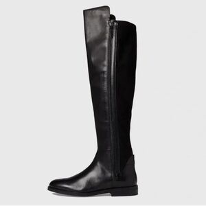 COLE HAAN Chase Tall Knee Boots, Women 5 B, Riding OTK Black Leather Block